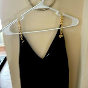 NWOT! Express satin v-neck top with gold chain shoulder straps! 🖤